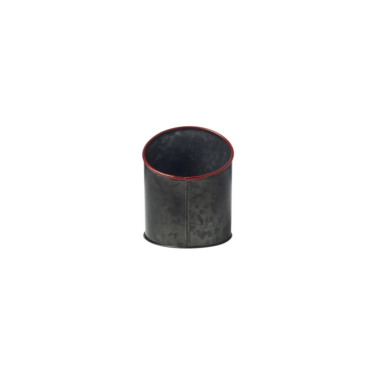 78715 - Chef Inox Coney Is Galv Blk Slant Pot 120x140mm Red Rim