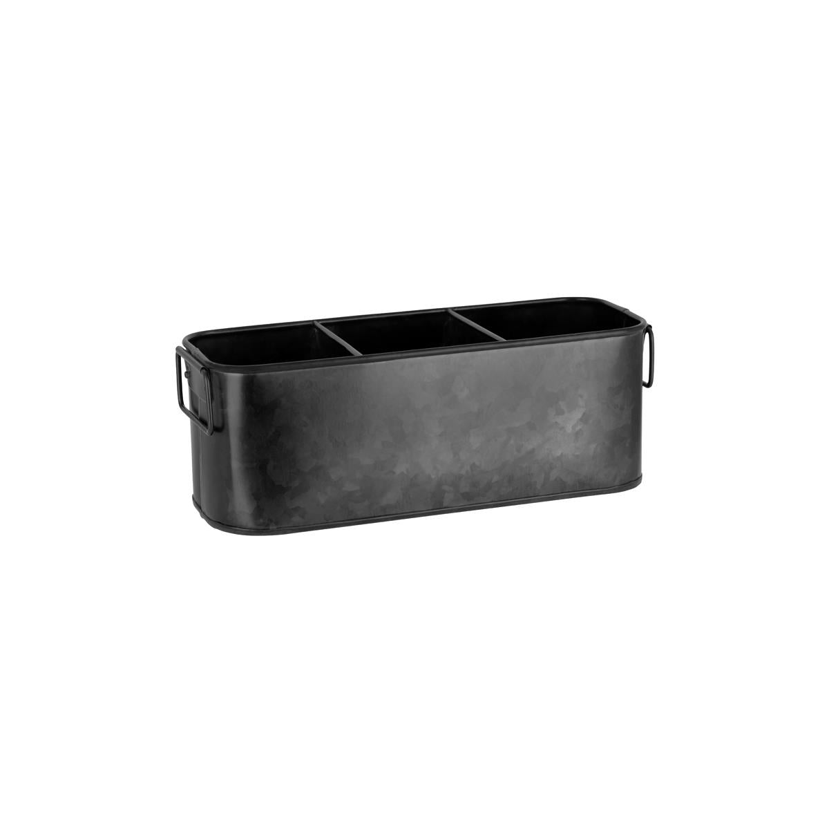 78780 - Chef Inox Coney Is Galv Black 3-Comp Rect Caddy270x100x100mm