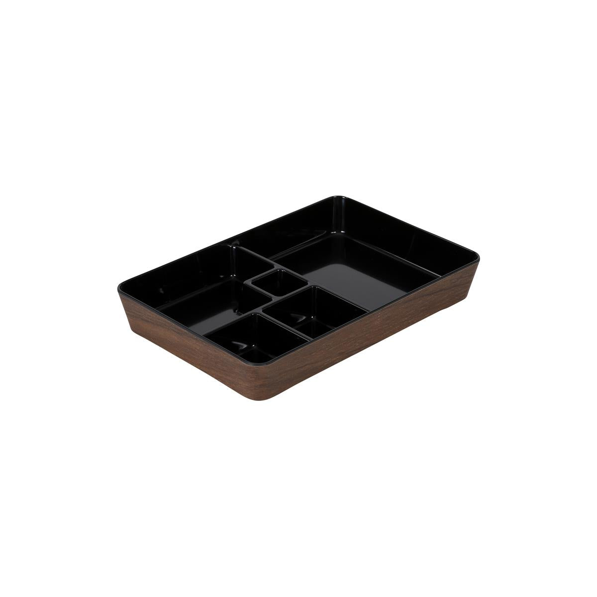 46394 - Zicco Melamine Inroom Bento 5 Comp Box Wnt/Blk 284x189x41mm (Sold in sets of 6)
