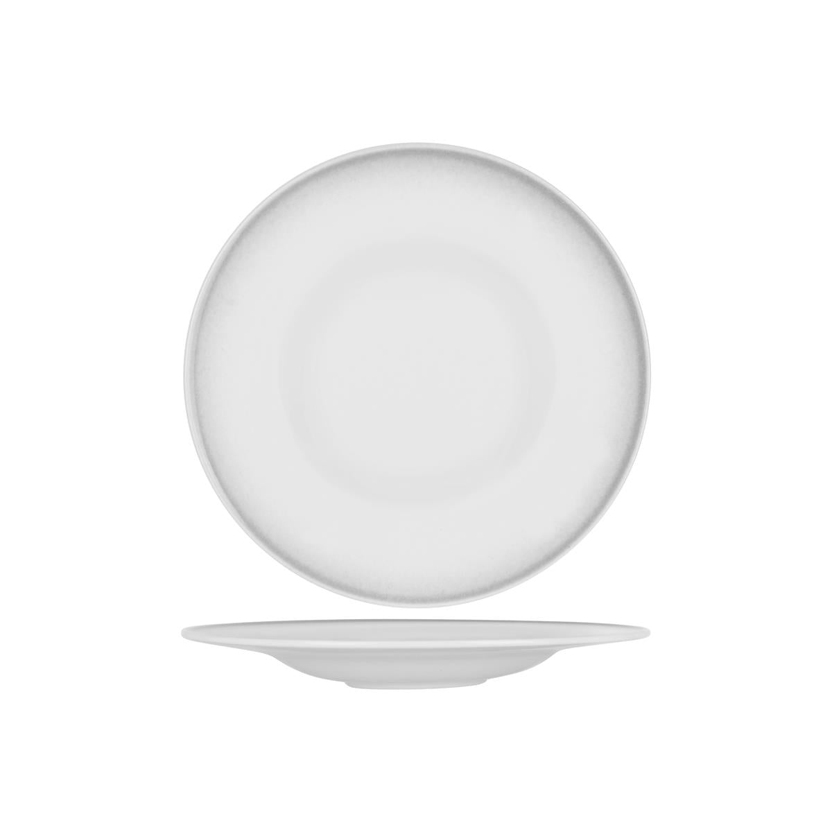 Tablekraft Bistro Round Plate W/Rim 300mm Frosted Steel (Sold in sets of 2)