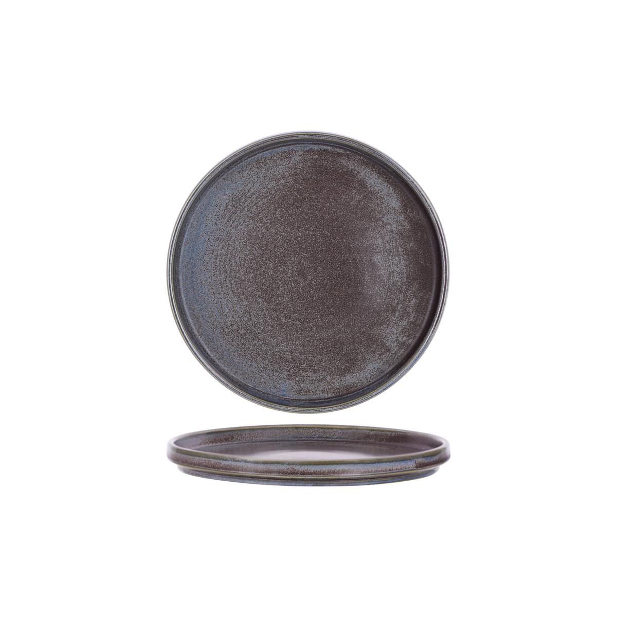 Tablekraft Urban Round Rim Plate Greystone Blue (Sold in sets of 6)