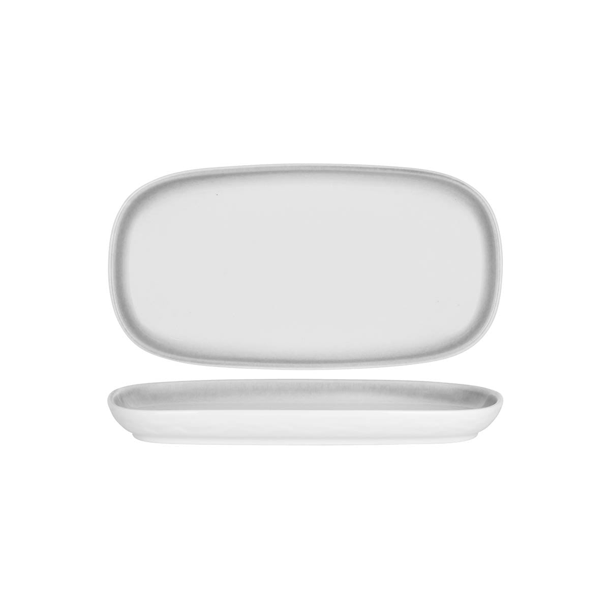 Tablekraft Bistro Rect Coupe Platter 350x186mm Frosted Steel (Sold in sets of 3)