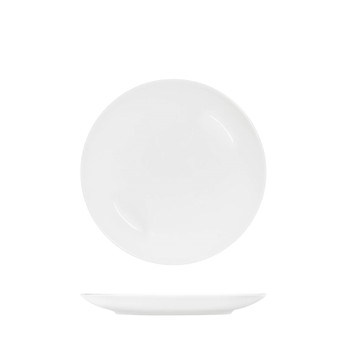 Tablekraft Core White Round Plate Coupe Shape (Sold in sets of 6)