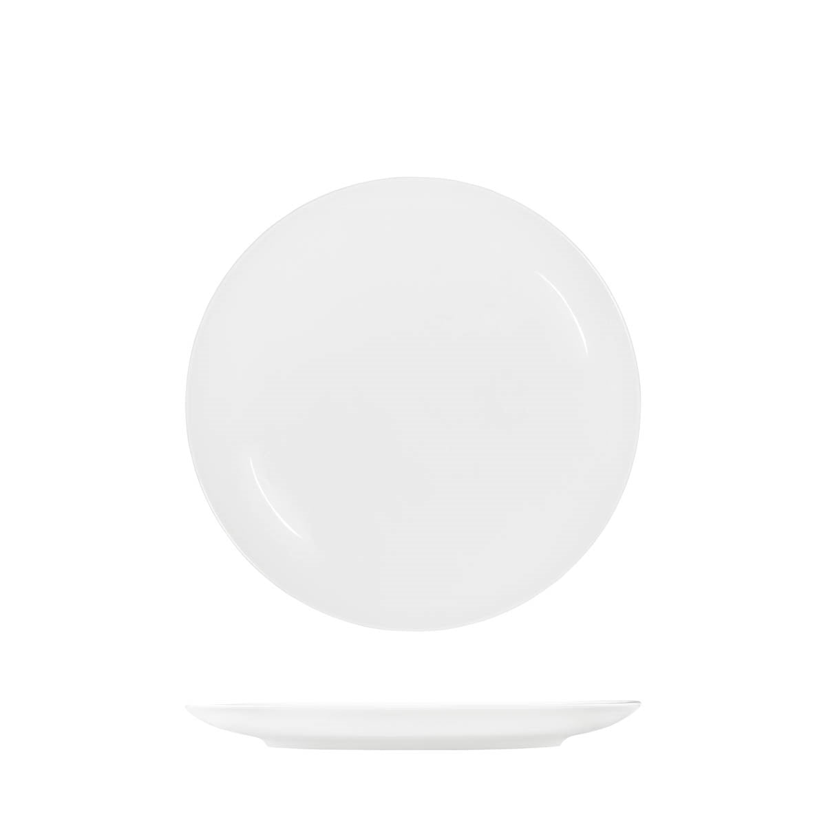 Tablekraft Core White Round Plate Coupe Shape (Sold in sets of 6)