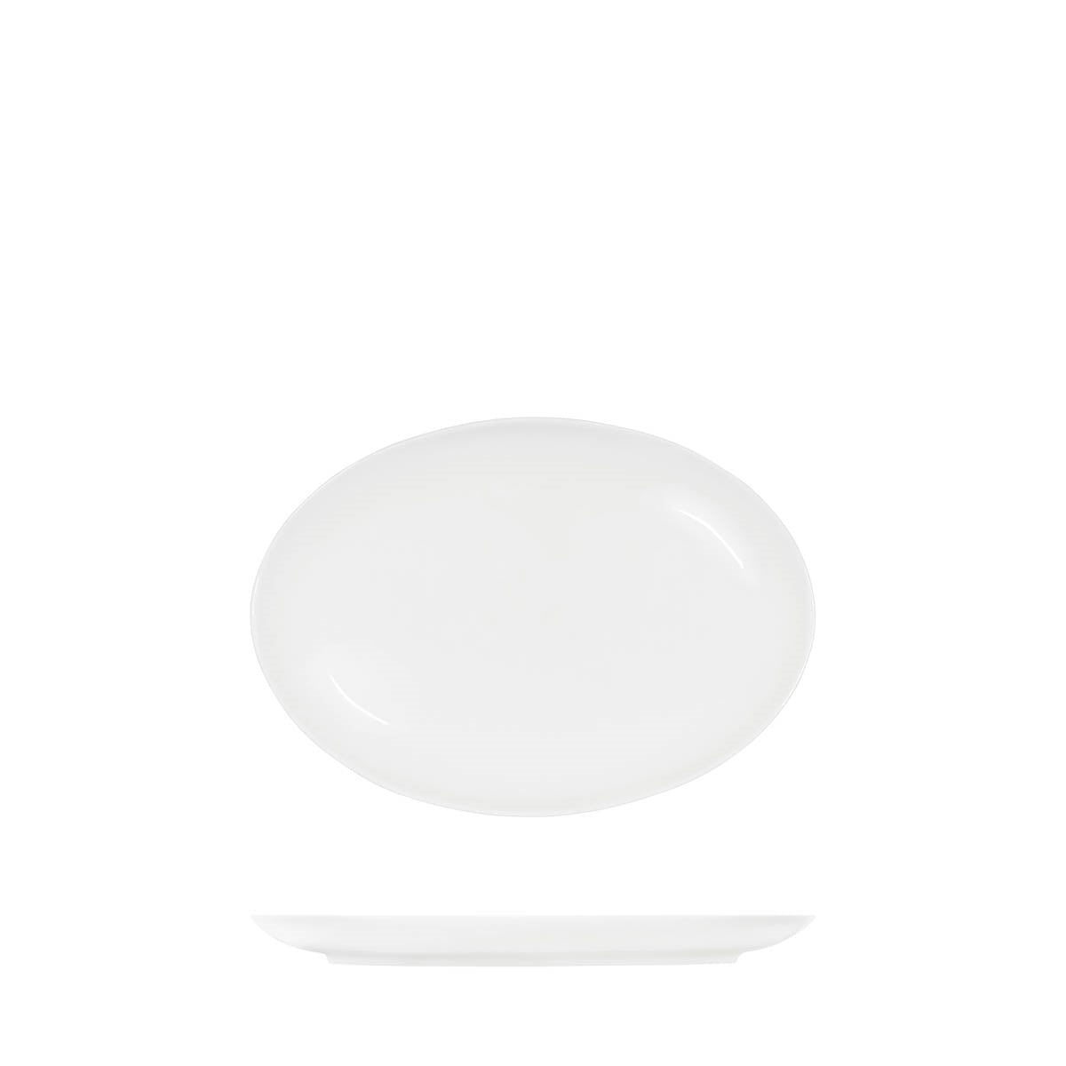 Tablekraft Core White Platter-Oval Coupe Shape -255X180X23mm - 4pcs