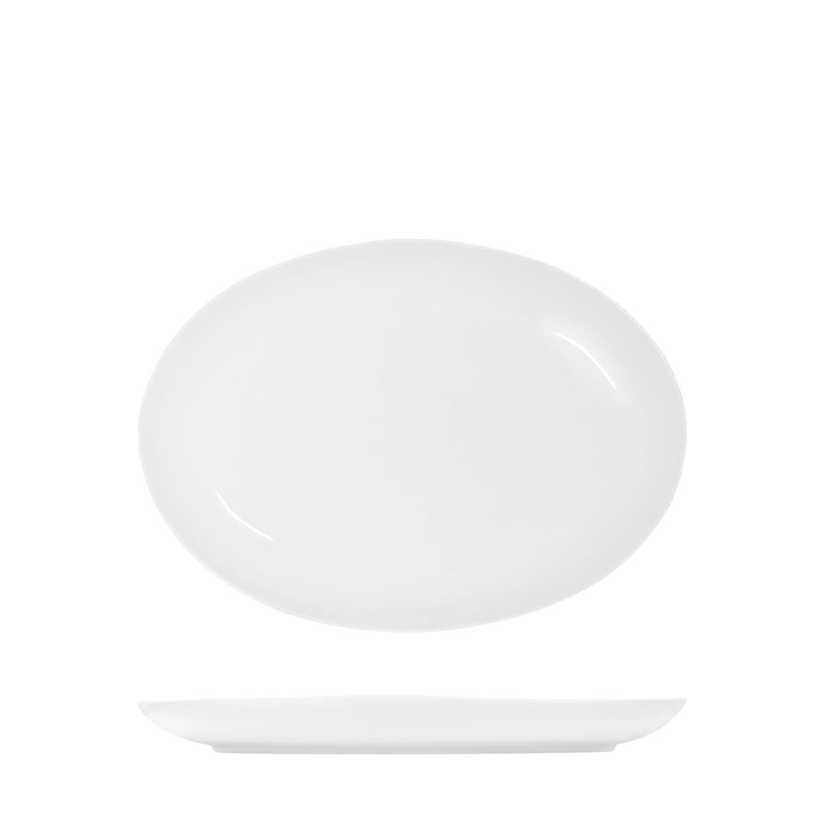Tablekraft Core White Platter-Oval Coupe Shape -355X260X35mm - 3pcs
