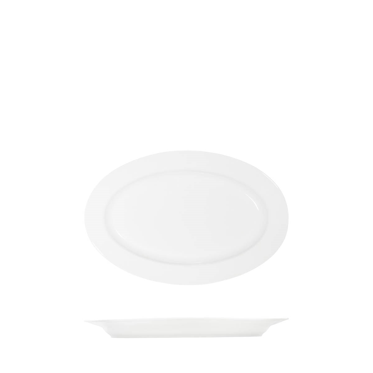 Tablekraft Core White Platter-Oval Rim (Sold in sets of 6)