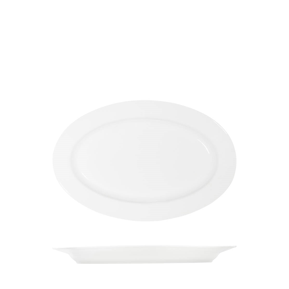 Tablekraft Core White Platter-Oval Rim Shape -355X240X30mm - 3pcs
