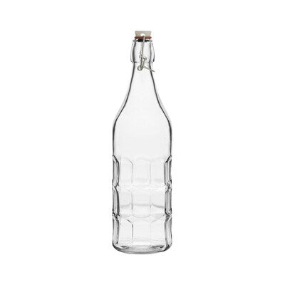 Trenton 1L Glass Beverage Bottles - Square, Round & Panelled Water Bottles (Set of 12)
