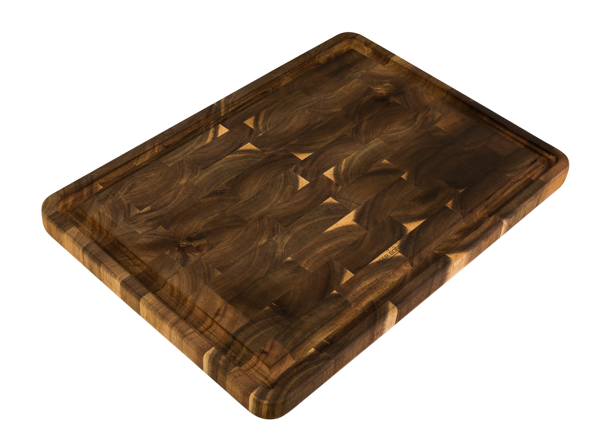 74571 - End Grain Cutting Board with Juice Groove, 50.5 x 36 x 3.3cm Acacia