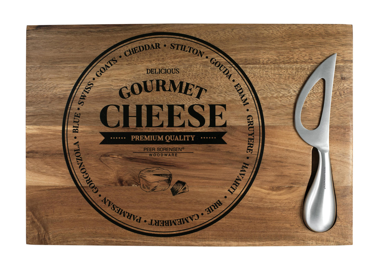 74577 - Rectangular Cheese / Serving Board with Knife, 30 x 20 x 2cm Acacia