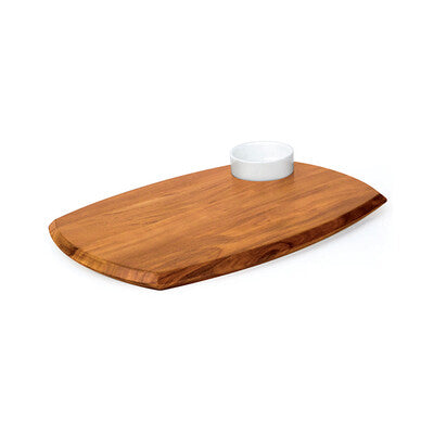 Athena Acacia Wood Food Serving Board with Sauce Dish Slot