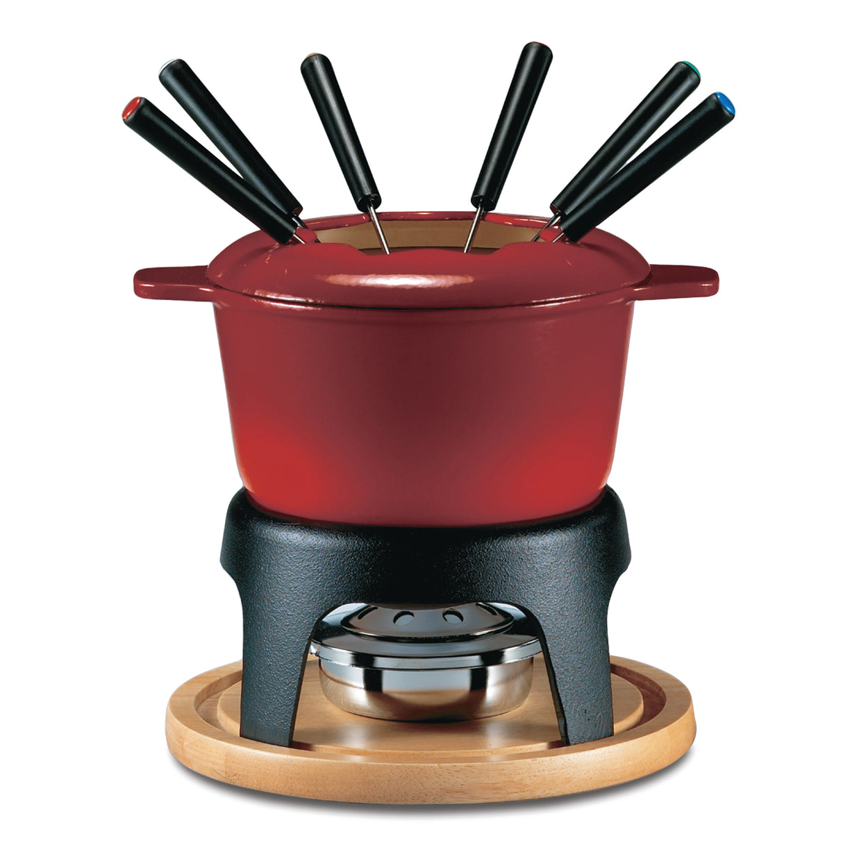 Sierra 11 Piece Fondue Set, Cast Iron - Cherry Red