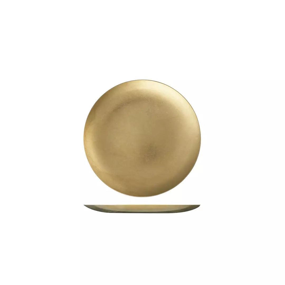 76017-G - Moda Vintage Gold Stainless Steel Round Coupe Plate- 170mm Ø