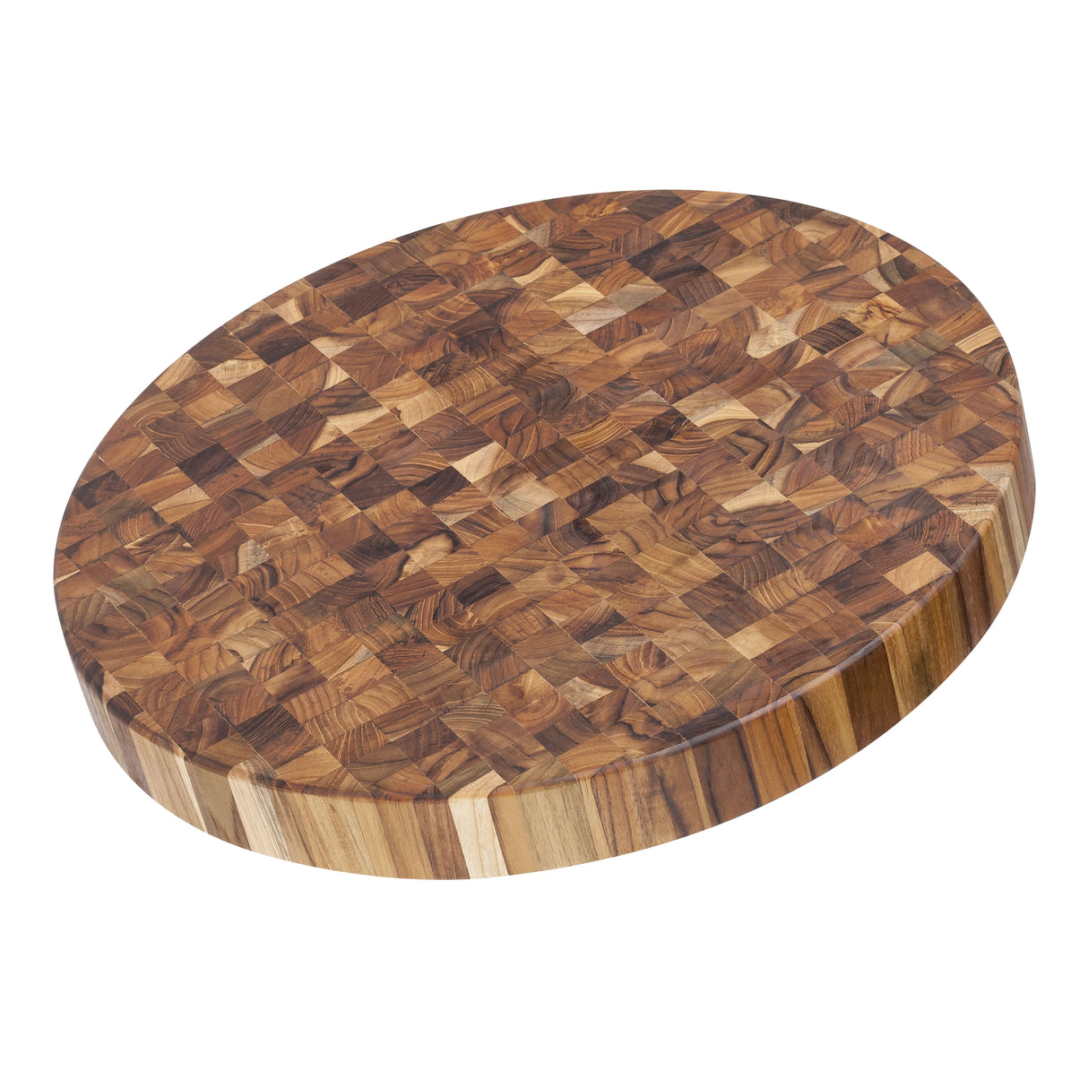 77033 - Butcher Block Round Serving & Cutting Board, 45.5 Ø x 5.1 Teak