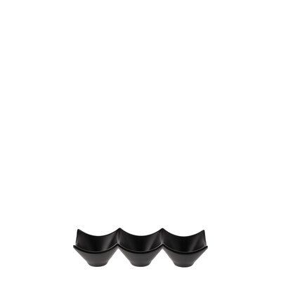 828717 - COU COU Melamine Matte Black Divided Dish 3 Comp (Set of 6)