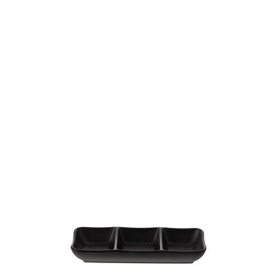 828717 - COU COU Melamine Matte Black Divided Dish 3 Comp (Set of 6)
