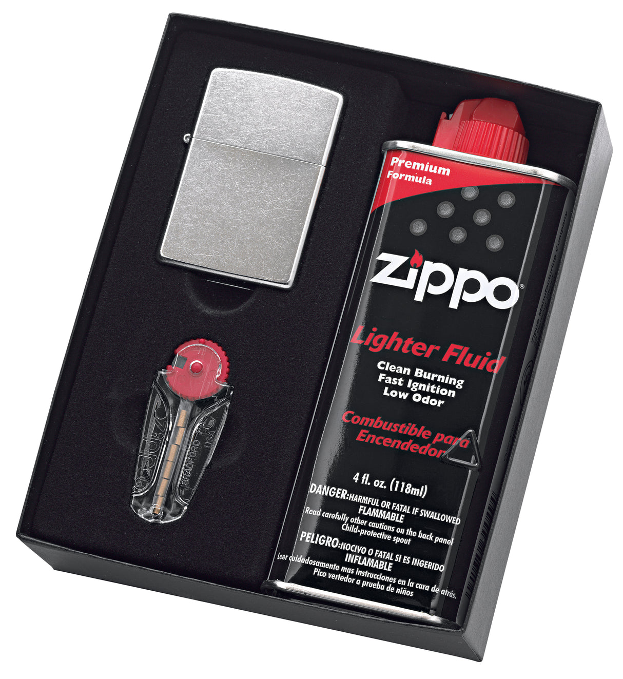 90210GP - Zippo Street Chrome Lighter with Fluid and Flints