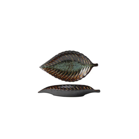 Tablekraft Fusion Leaf Plate 220x117x33mm Patina (Sold in sets of 6)