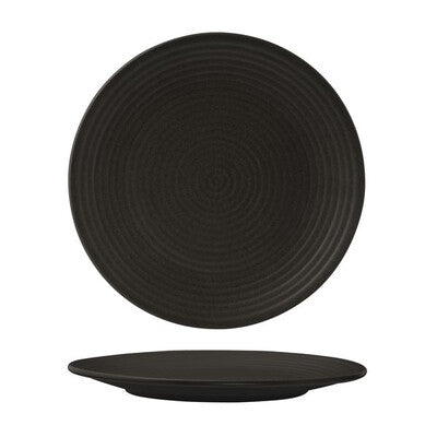 Round Coupe Ribbed Plate- CHARCOAL (Sold in sets of 6)