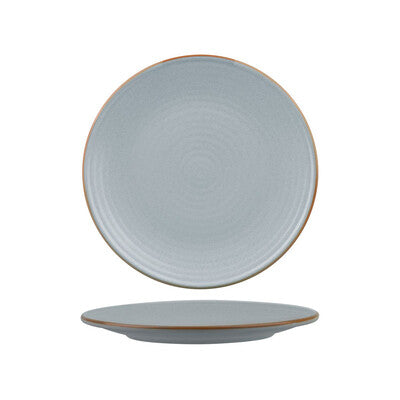 Round Coupe Ribbed Plate-PORCELAIN BLUESTONE (Sold in sets of 6)