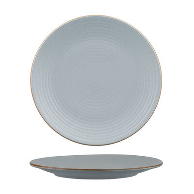 Round Coupe Ribbed Plate-PORCELAIN BLUESTONE (Sold in sets of 6)