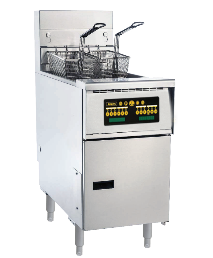 Anets AGP55TC Platinum Series Split Pot Gas Fryer with Computer Control 2x 9-11 Liters Tube Fryer Deep Fryers