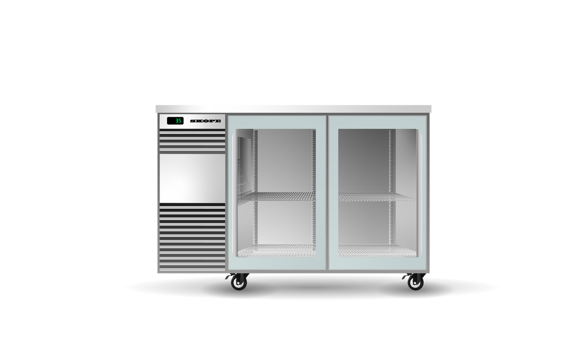 Skope BackBar 2 Glass Door Underbench Fridge 410L