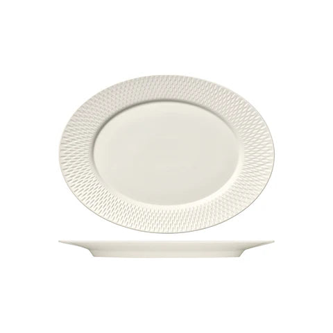 Bauscher Purity Oval Platter W/Rim Relief 330mm (Sold in sets of 6)