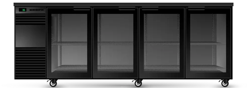 Skope BB.4.GSW.T | BackBar | 4 Glass Swing Door Fridge| Tropical | Fridge | Display Fridge | Commercial Under Bench Fridge