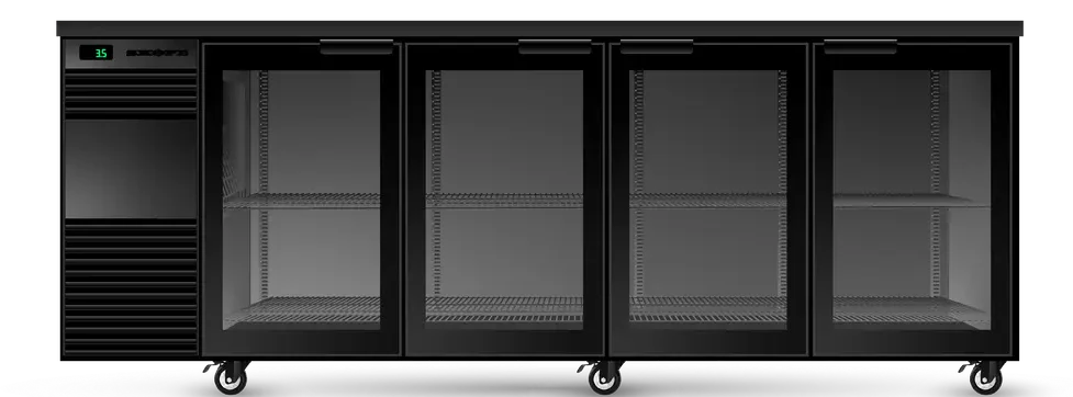 Skope BB.4.GSW | BackBar | 4 Glass Swing Door Fridge| Fridge | Display Fridge | Commercial Under Bench Fridge