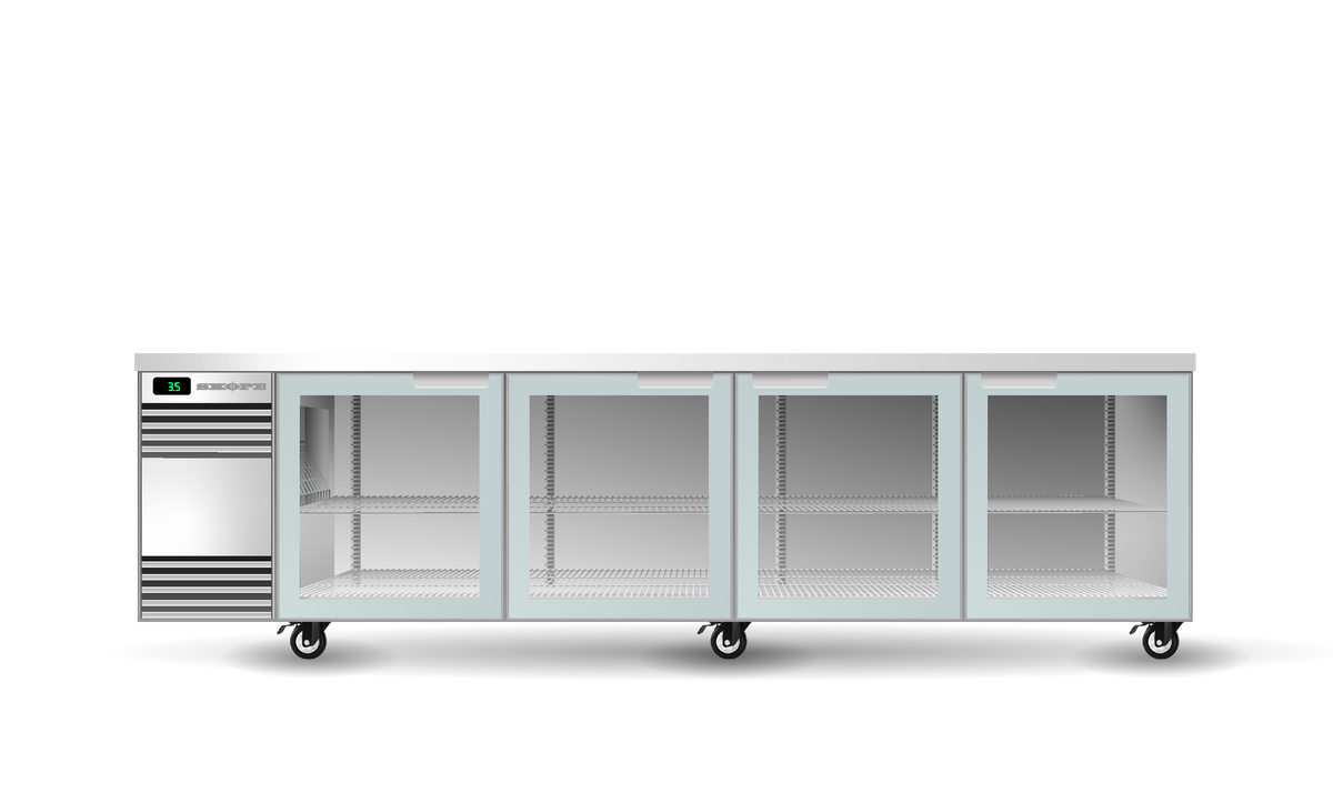 Skope BackBar SlimLine 4 Door Glass Underbench Fridge 606L