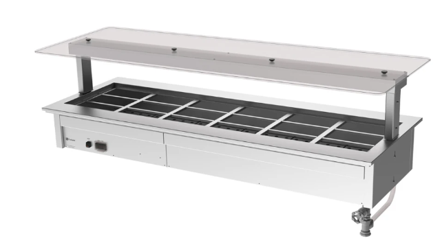 Culinaire CH.BMC.D.GSF.6 6 Bay Bain Marie Drop In Commercial Bain Marie Undercounter Flat Glass Gantry Under Bench Bain Marie