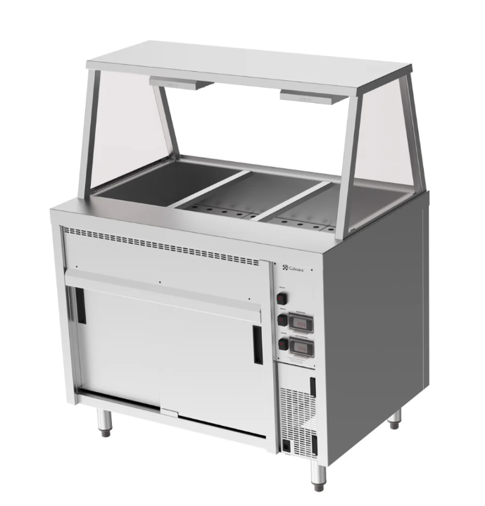 Culinaire CH.BMH.I.GA.3 3 Modules Island Bain Marie Hot Cupboard Commercial Bain Marie with A Frame Gantry Bain Marie