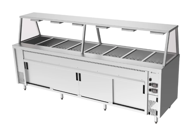 Culinaire CH.BMH.I.GA.8 8 Modules Island Bain Marie Hot Cupboard Commercial Bain Marie with A Frame Gantry Bain Marie