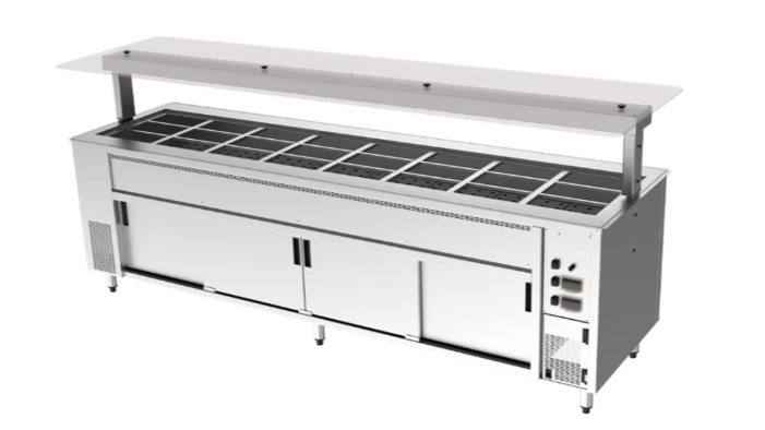 Culinaire CH.BMHC.U.GSF.8 Hot Cupboard 8 Bay Bain Marie Drop In Commercial Bain Marie Undercounter Counter Line Under Bench Bain Marie