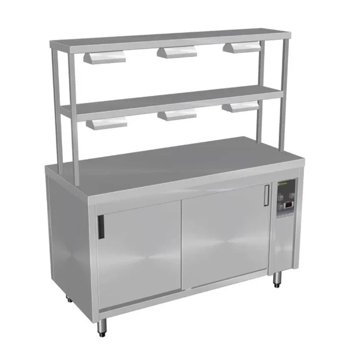 Culinaire CH.HC.I.GDD.6 6 Bay Island Hot Cupboard Warming Cupboard with 2 Tier Gantry and Heat Lamps to Both Shelves Heated Cupboard