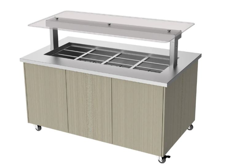 Culinaire CH.IBSJ.BMC.U.GSF.4 4 Bay Heated Mobile S/S Top & Joinery Panels Island Buffet Commercial Bain Marie Bain Marie