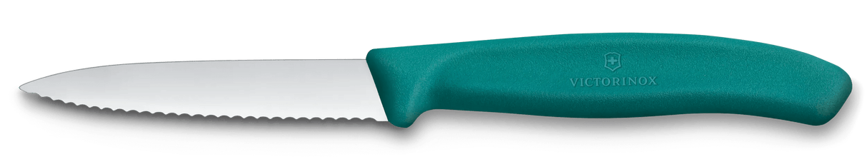 6.7633 - Green Victorinox Swiss Classic Paring Knife, Wavy Edge 8cm
