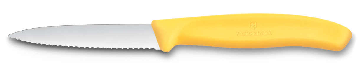6.7633 - Yellow Victorinox Swiss Classic Paring Knife, Wavy Edge 8cm