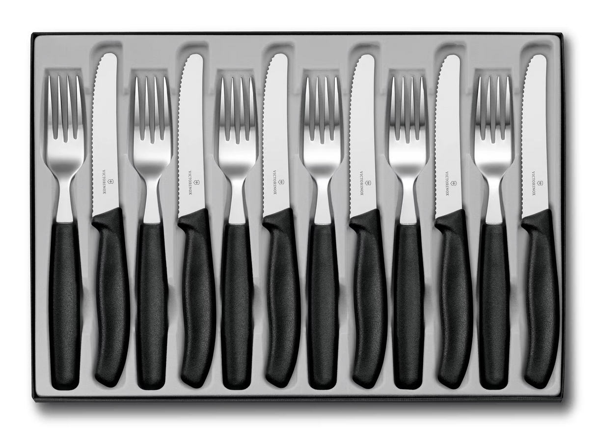 12 Piece Table Set, Wavy Edge - Black