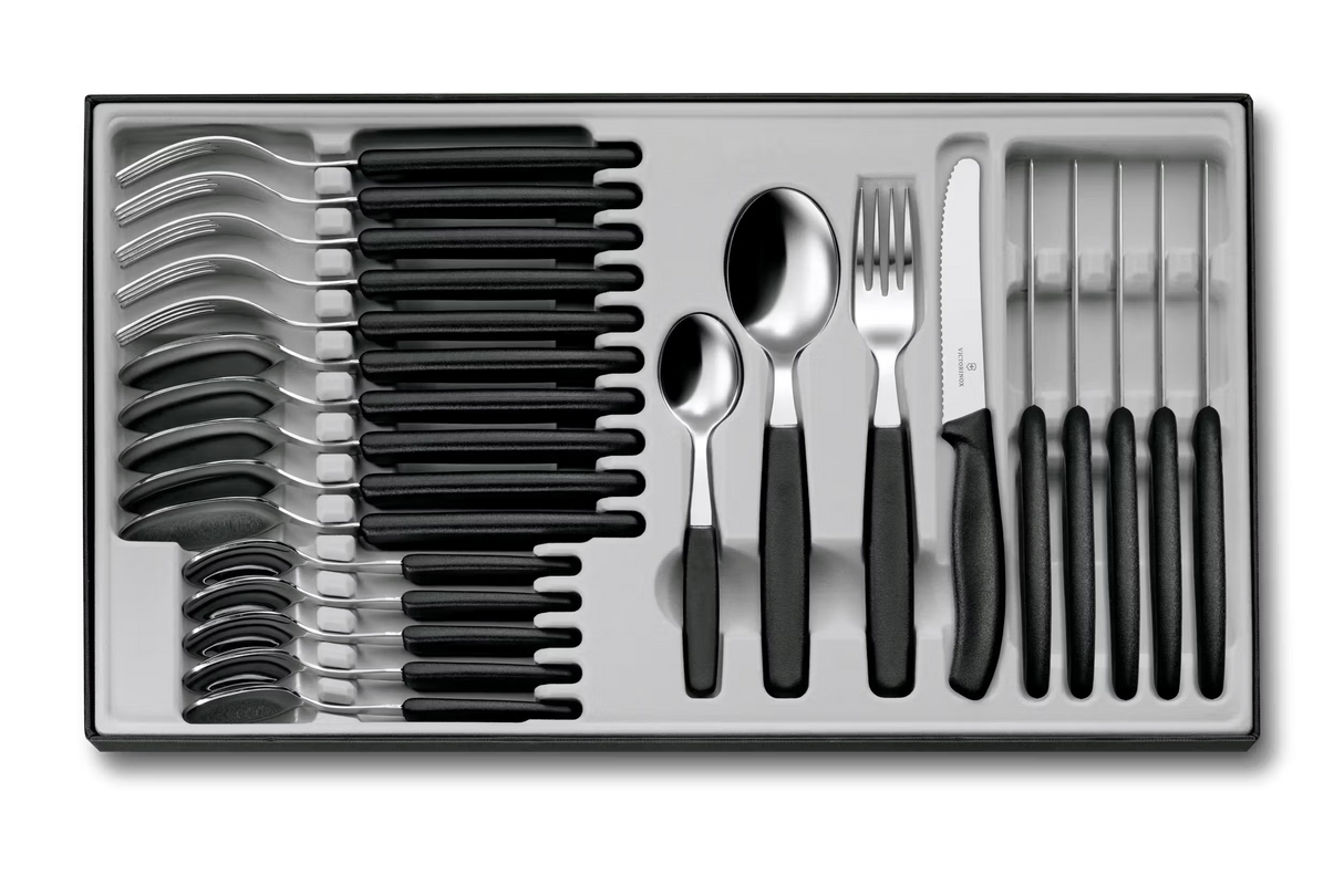 24 Piece Table Set, Wavy Edge - Black