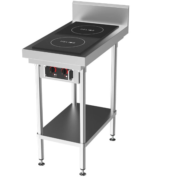 CookTek HRD.9500.FB35.4.04500 Helios 450mm Freestanding with Splashback 30A Dual Hob Induction Bench Cooktop