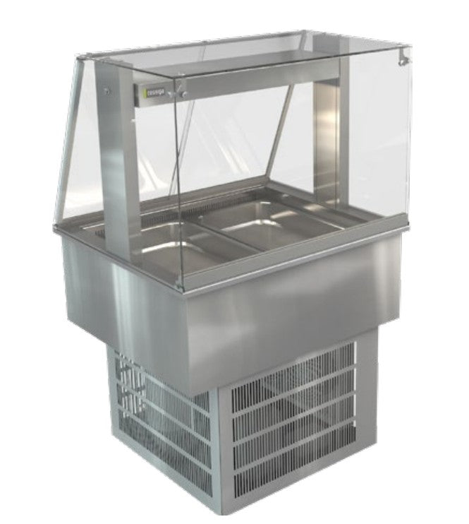 Cossiga LSRF2-FS | Linear LS | Refrigerated Well | Square Glass Assisted Service | With Acrylic Rear Doors | Chilled Display