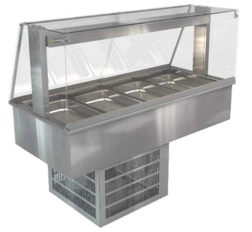 Cossiga LSRF4-FS | Linear LS | Refrigerated Well | Square Glass Assisted Service | With Acrylic Rear Doors | Chilled Display