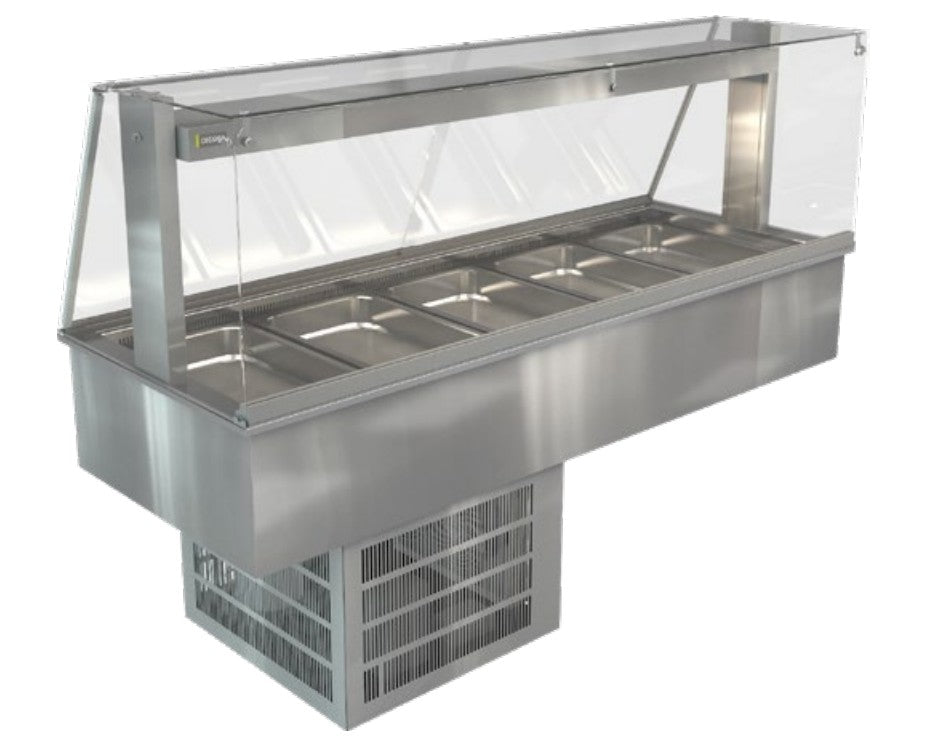 Cossiga LSRF5-FS | Linear LS | Refrigerated Well | Square Glass Assisted Service | With Acrylic Rear Doors | Chilled Display