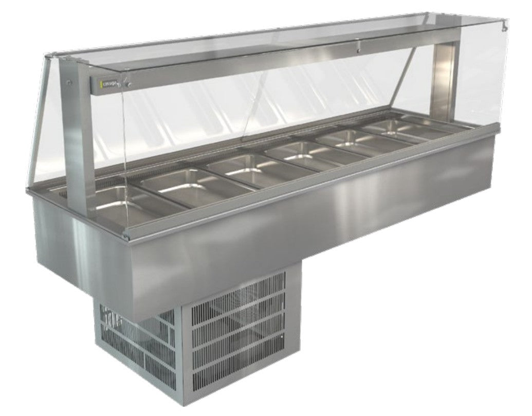 Cossiga LSRF6-FS | Linear LS | Refrigerated Well | Square Glass Assisted Service | With Acrylic Rear Doors | Chilled Display