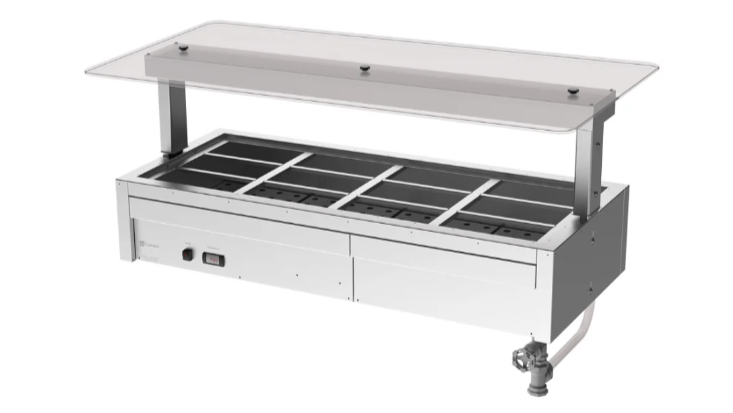 Culinaire CH.BMC.U.GSF.4 4 Bay Bain Marie Drop In Commercial Bain Marie Undercounter Flat Glass Gantry Under Bench Bain Marie