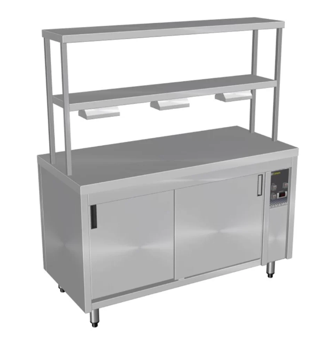 Culinaire CH.HC.I.GDB.5 5 Bay Island Hot Cupboard Warming Cupboard with 2 Tier Gantry and Heat Lamps to Bottom Shelf Heated Cupboard
