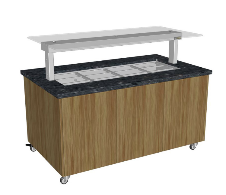Culinaire CH.IBGJ.BMC.U.GSF.4 4 Bay Heated Mobile Stone Top & Joinery Panels Island Buffet Commercial Bain Marie Bain Marie